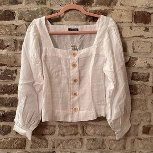 J.Crew squareneck button up top in linen